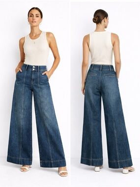 Alice + Olivia Mame High Rise Wide Leg Jeans Vintage Wash Denim Size  28